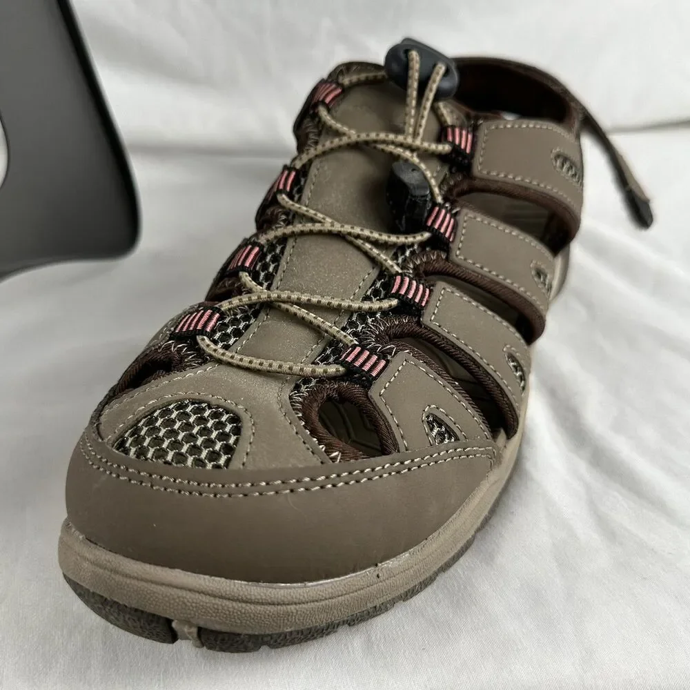 Eddie Bauer Womens Leather Sandals Hiking Walking Sport Blakely Brown Tan Pink 9